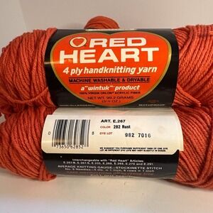 Red Heart Sparkling Wintuk 123 Rust 4 Ply Acrylic Yarn 4 Skeins Lot Knitting